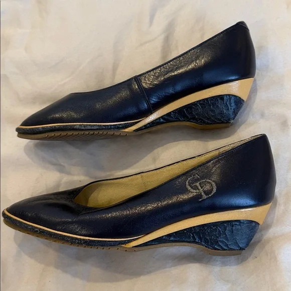 Vintage Christian Dior Sport Blue Leather Slip-on Wedges size 4 1/2 - Picture 4 of 8